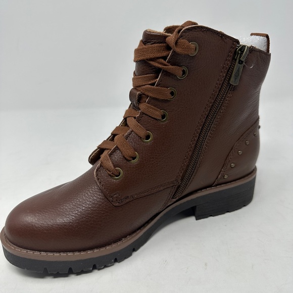 American Rag Womens Tatum Leather Studded Combat Boots, Cognac Leather, Size 6.0 - Picture 2 of 10